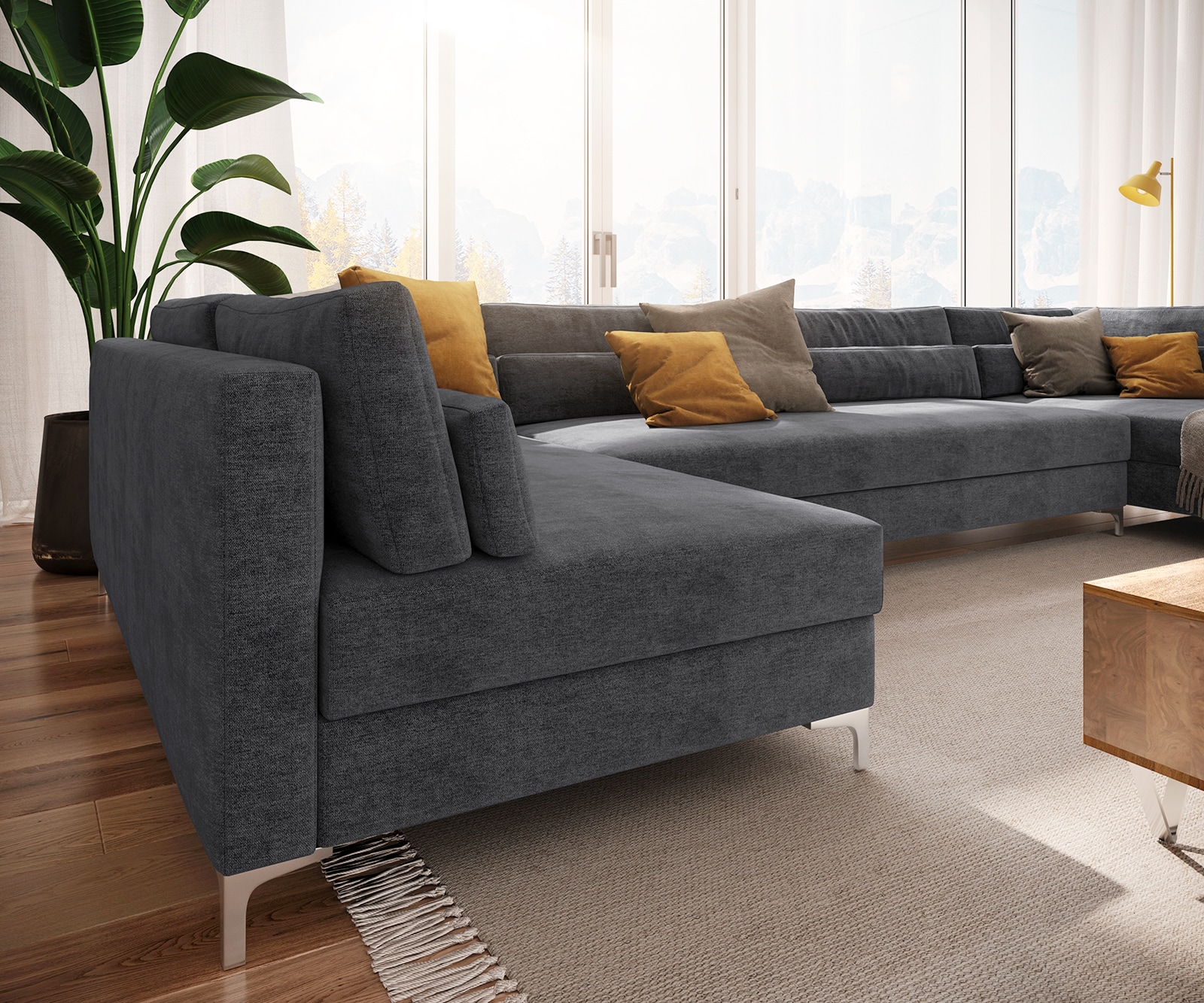 Canapé-panoramique Elio XL 400x185 cm Microfibre Graphite 5 Canapé-panoramique Elio XL 400x185 cm Microfibre Graphite 5