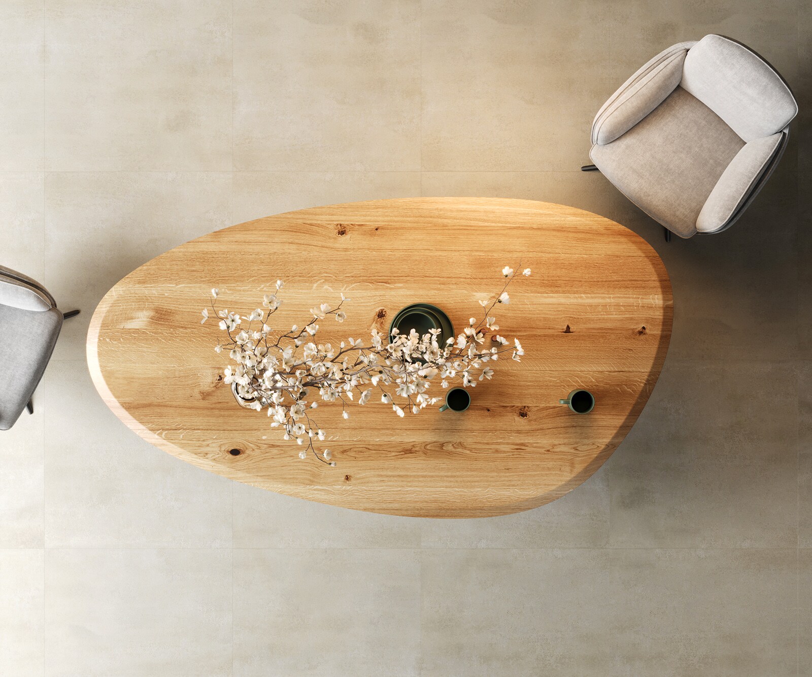 Table à manger Edge ovalee 220x120x2,5 chêne naturee Troa métal noir Flow-Edge 3