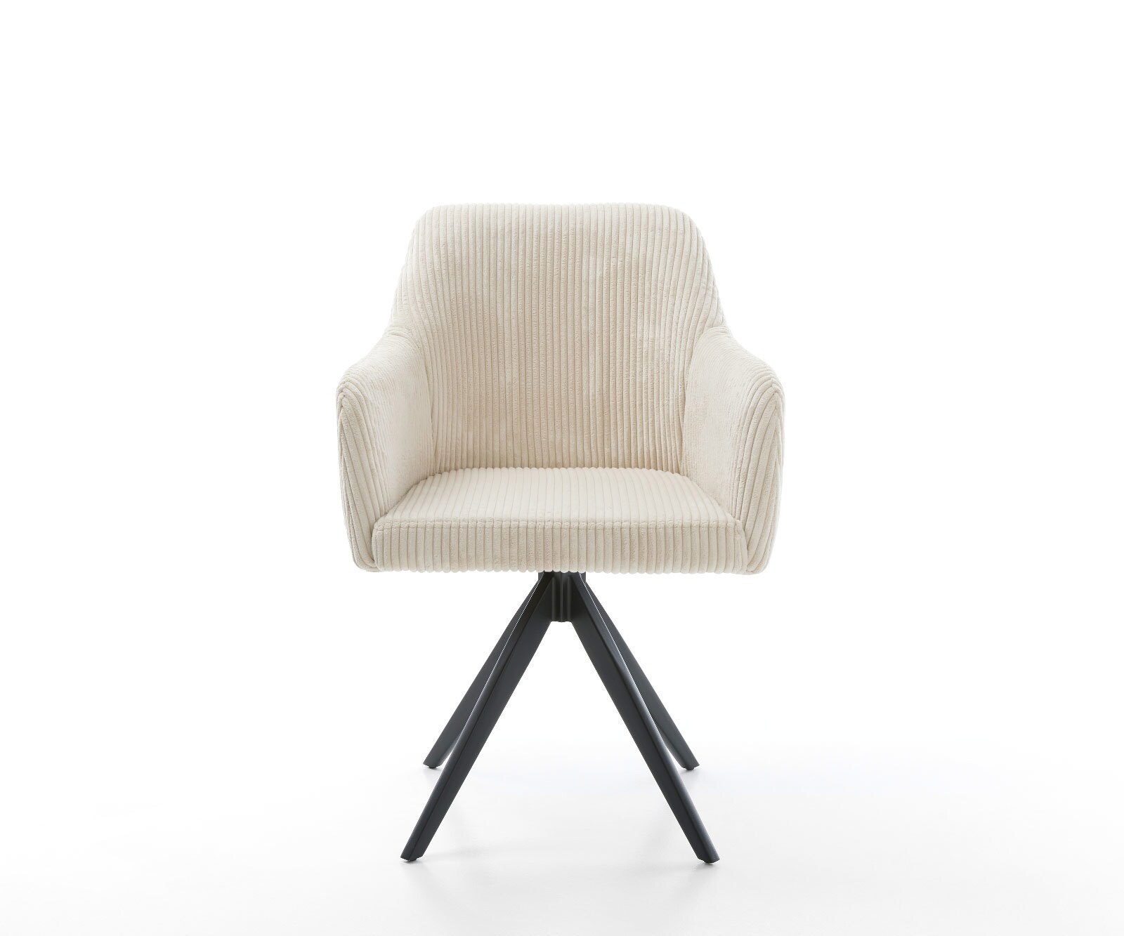 Chaise-de-salle-à-manger Greg-Flex côtelé beige vintage pied croisé angulaire noir ressorts ensachés 1