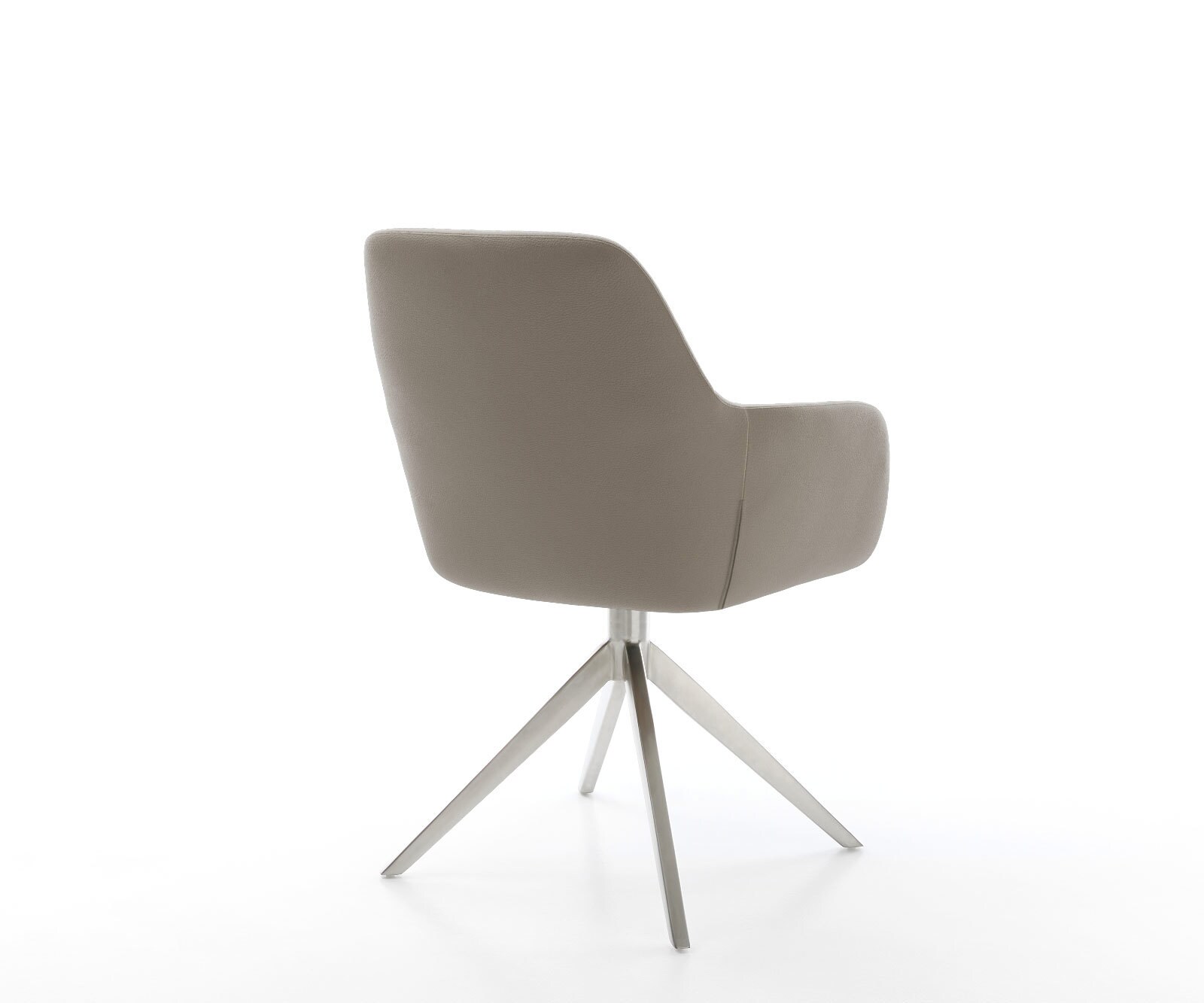 Chaise-pivotante Pejo-Flex cuir de vache couleur boue pied croisé large acier inoxydable brossé pivotement sur 360° fonction bascule ressorts ensachés 5