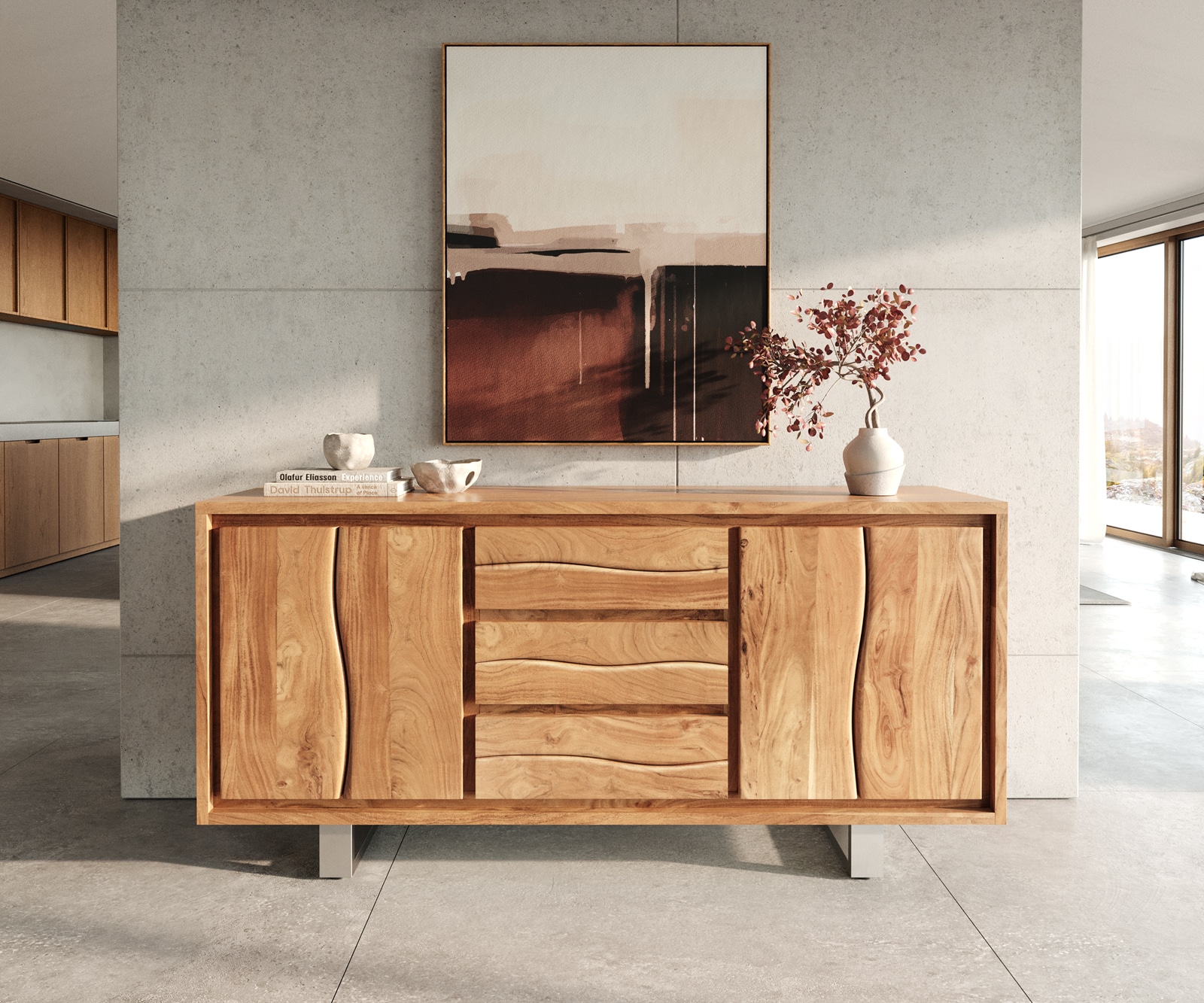 Buffet Live-Edge 172 cm acacia nature 3 tiroirs 4 portes 1 Buffet Live-Edge 172 cm acacia nature 3 tiroirs 4 portes 1