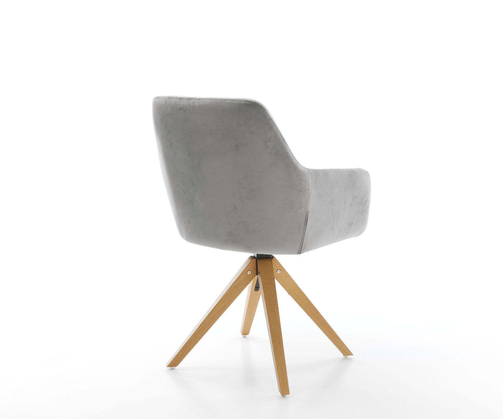 Chaise-de-salle-à-manger Pejo-Flex velours gris pied en bois angulaire naturel ressorts ensachés 4