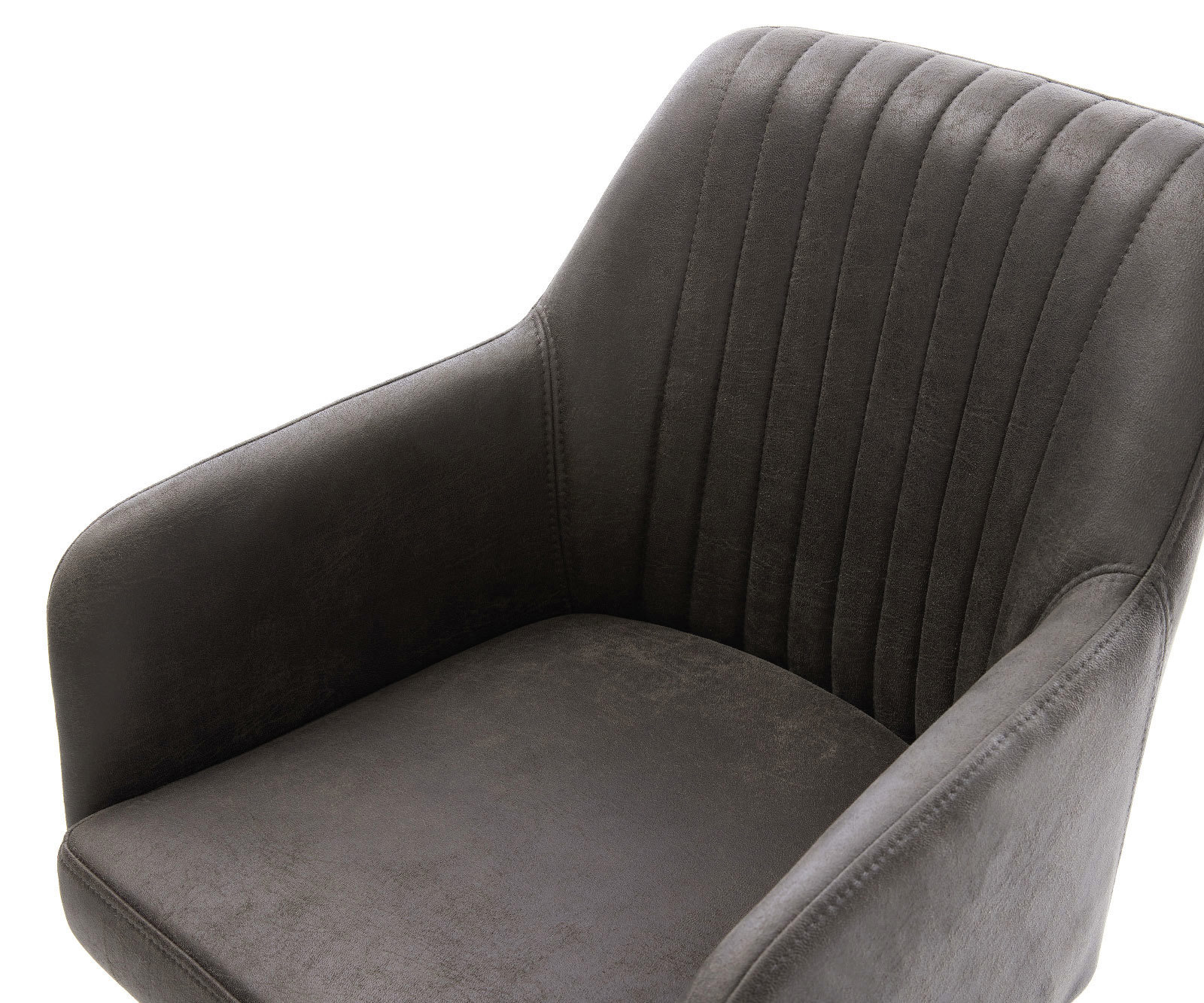Chaise-de-salle-à-manger Greg-Flex microvelours anthracite vintage pied trapèze acier inoxydable brossé ressorts ensachés 3 Chaise-de-salle-à-manger Greg-Flex microvelours anthracite vintage pied trapèze acier inoxydable brossé ressorts ensachés 3