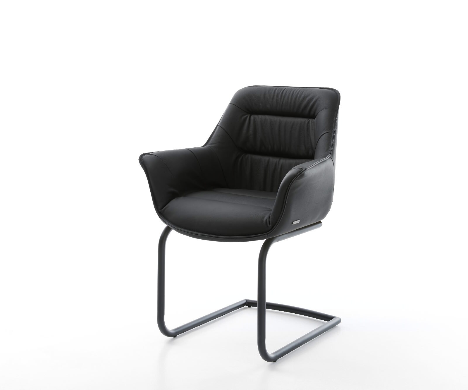 Cantilever Kaira-Flex cuir de vache noir pied cantilever rond noir