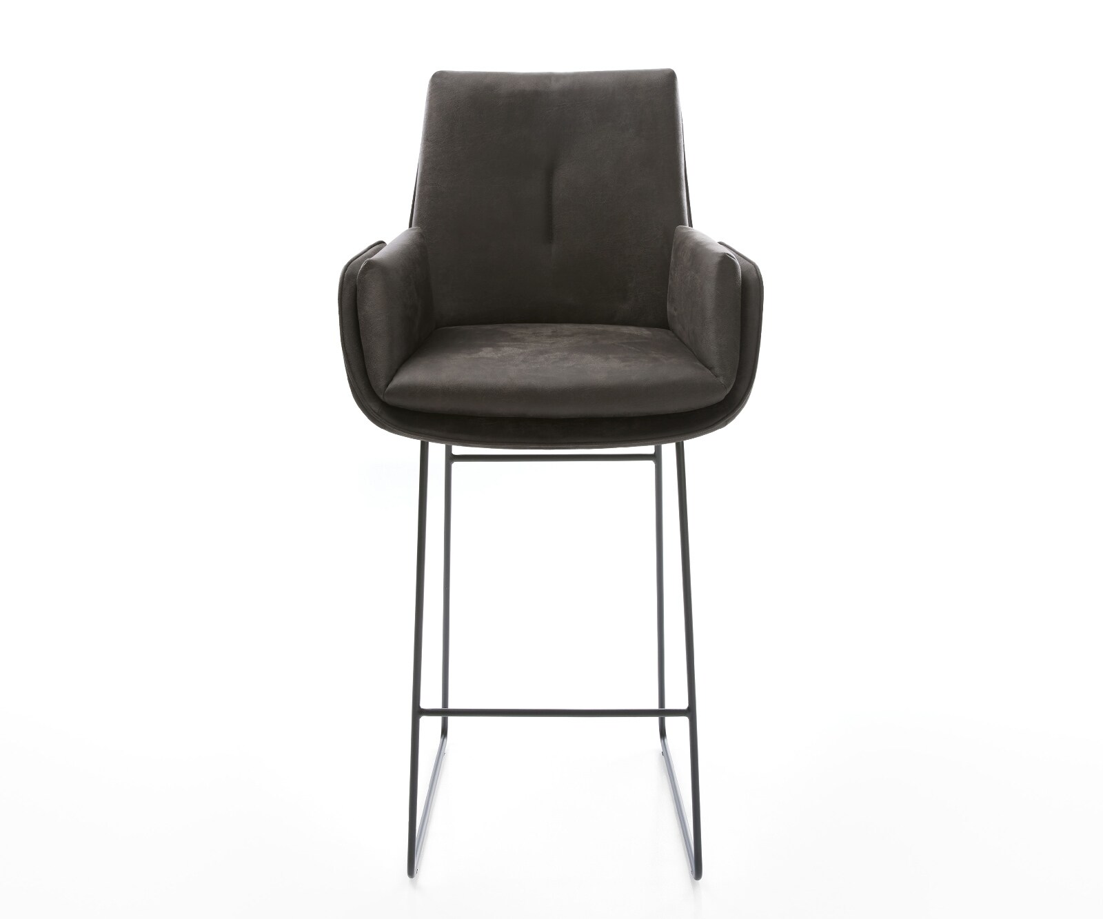Chaise-de-bar Clea-Flex Microfibre Anthracite vintage Pied trapèze noir Noir 1