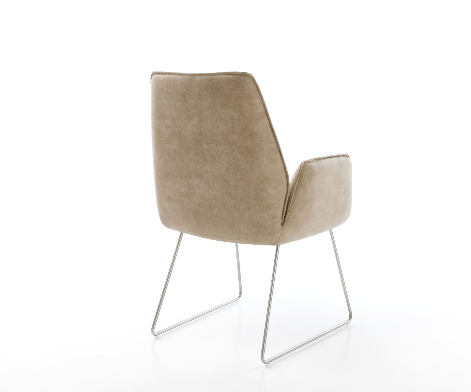 Chaise-de-salle-à-manger Zoa-Flex microvelours beige vintage pied trapèze acier inoxydable brossé ressorts ensachés 4 Chaise-de-salle-à-manger Zoa-Flex microvelours beige vintage pied trapèze acier inoxydable brossé ressorts ensachés 4