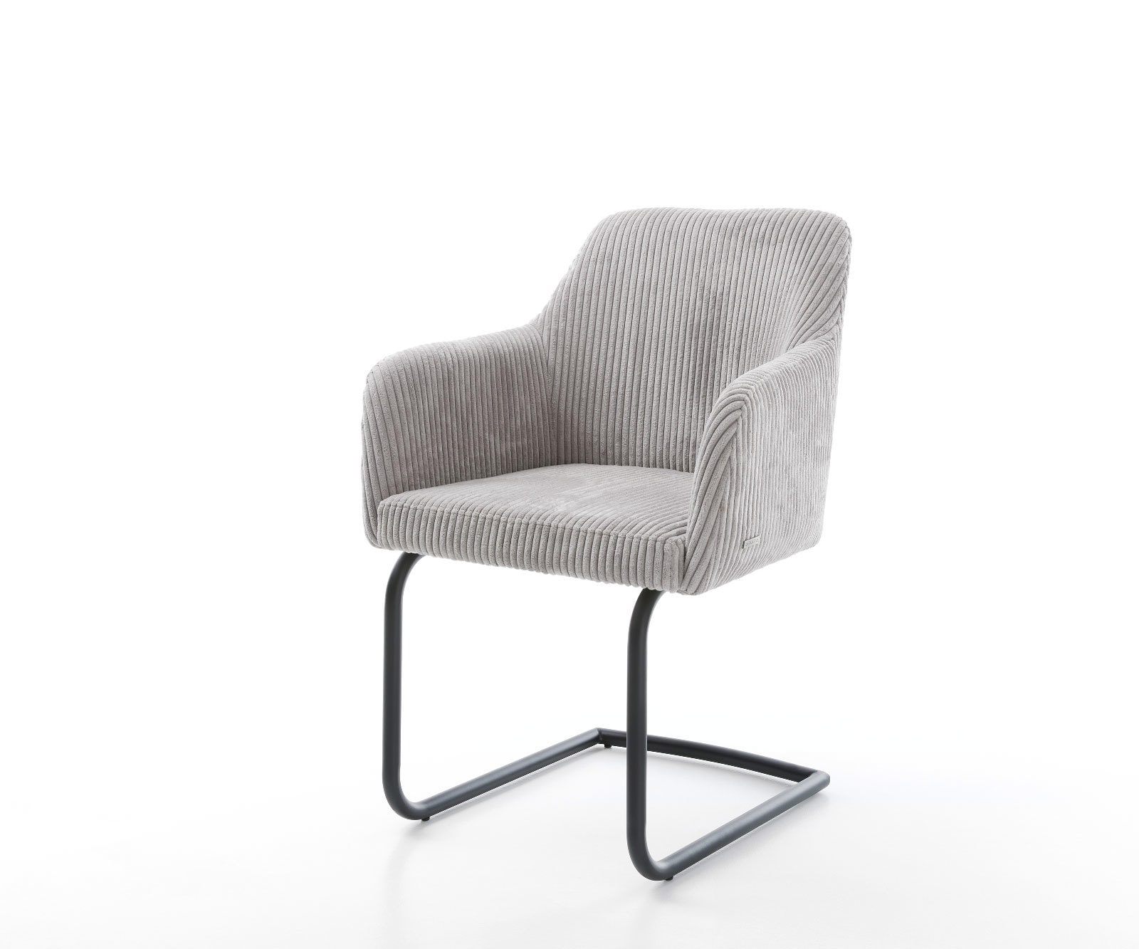 Cantilever Greg-Flex côtelé gris argenté pied cantilever rond noir ressorts ensachés Cantilever Greg-Flex côtelé gris argenté pied cantilever rond noir ressorts ensachés