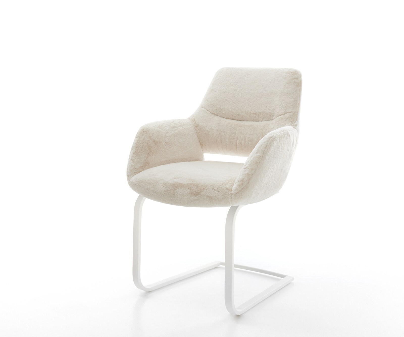 Cantilever Yago-Flex avec accoudoirs peluche crème-blanc pied cantilever plat blanc resorts ensachés 1