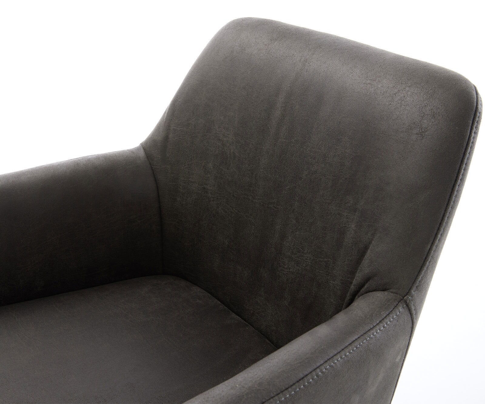 Chaise-pivotante Xana-Flex microvelours anthracite vintage pied croisé large acier inoxydable brossé pivotement sur 360° fonction bascule ressorts ensachés 3