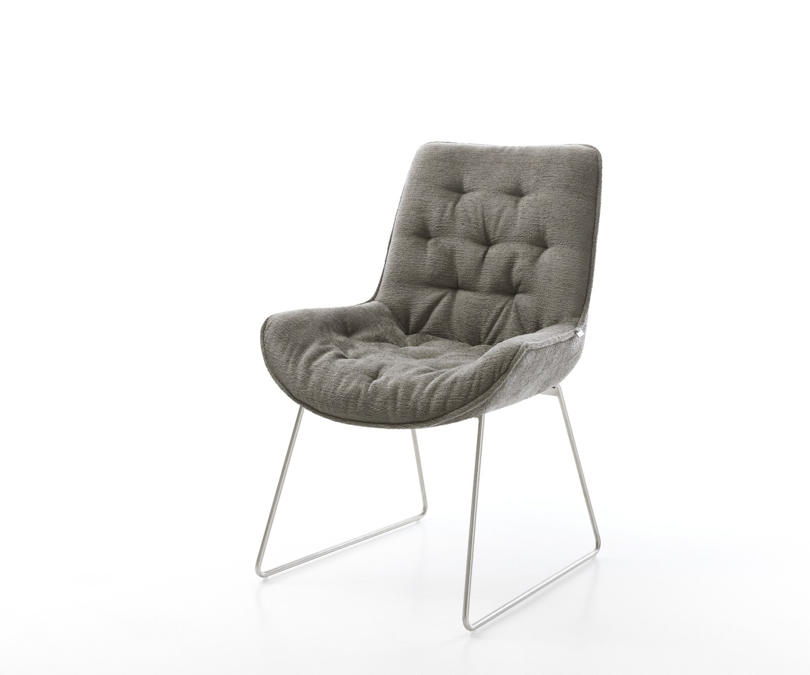 Chaise-de-salle-à-manger Taimi-Flex bouclé doux couleur boue pied trapèze acier inoxydable 1