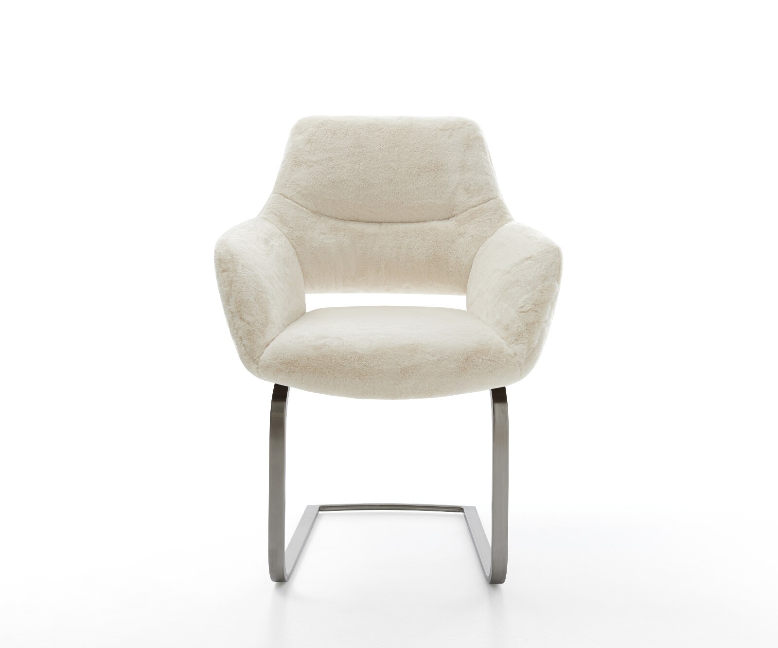 Cantilever Yago-Flex avec accoudoirs peluche crème-blanc pied cantilever plat grafiete resorts ensachés 2