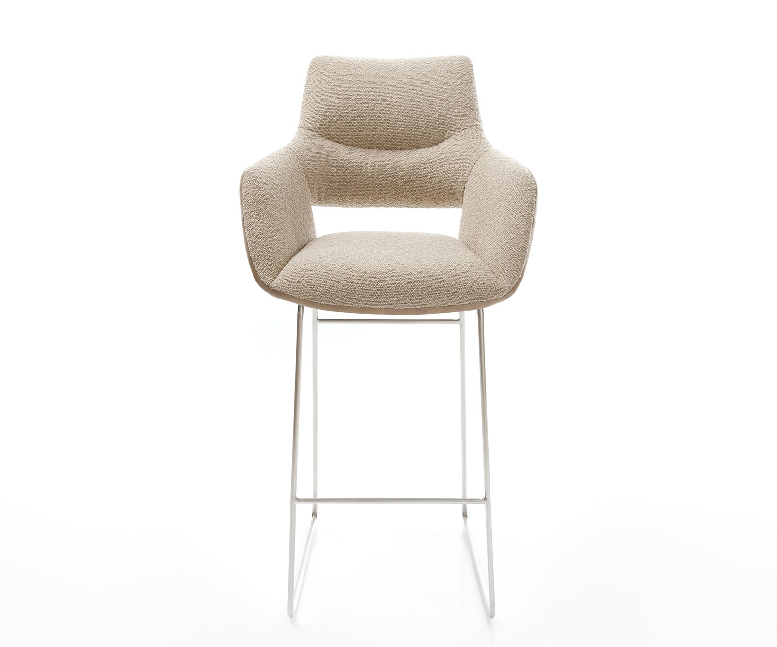 Chaise-de-bar Yago-Flex mélange de matériaux microfibre boue / bouclé boue cadre à patins acier inoxydable ressorts ensachés 1