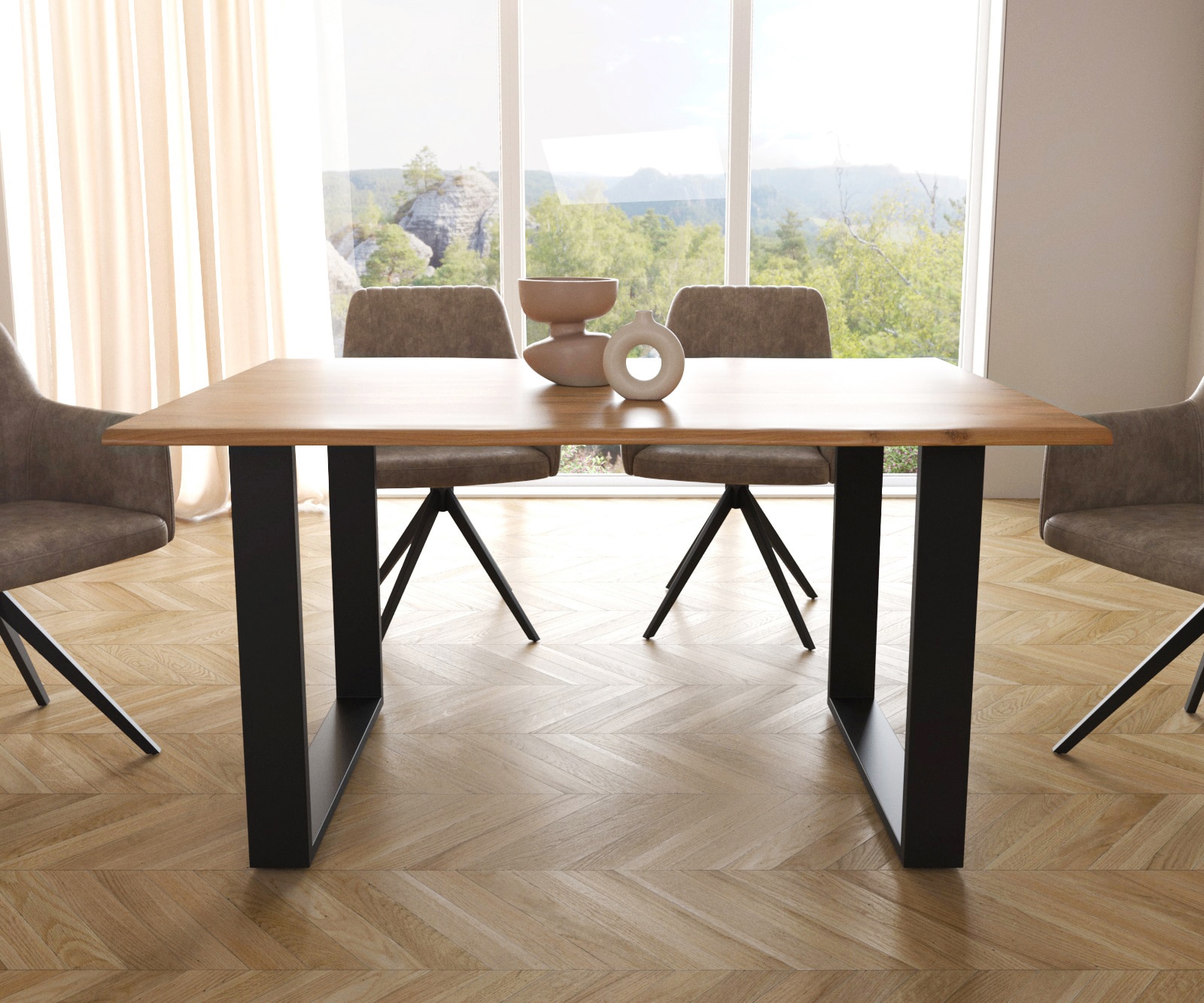Table à manger Edge 140x90 S acacia naturel patin noir Live-Edge 1 Table à manger Edge 140x90 S acacia naturel patin noir Live-Edge 1