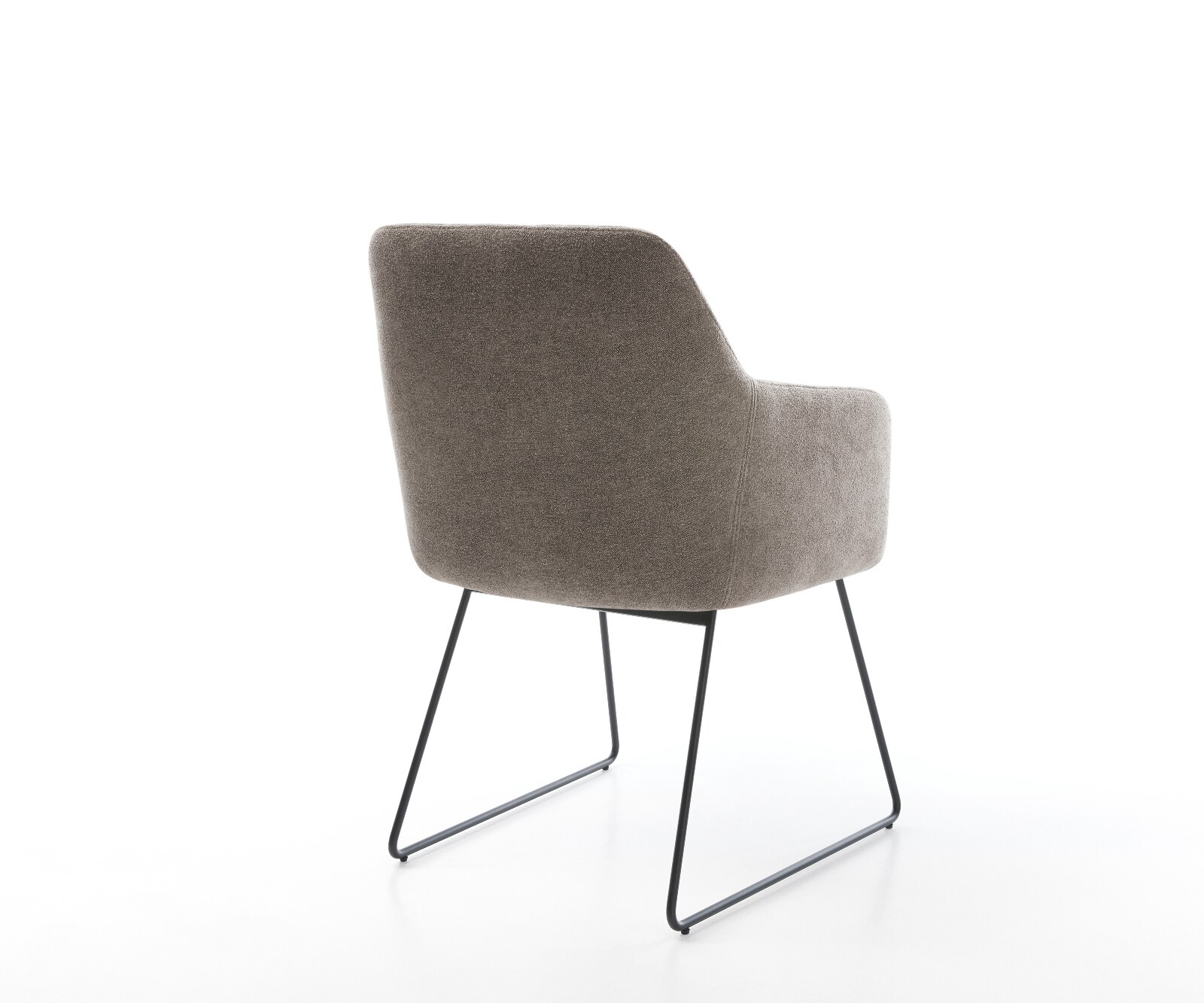 Chaise-de-salle-à-manger Greg-Flex tissu structuré doux taupe pied trapèze noir ressorts ensachés 4