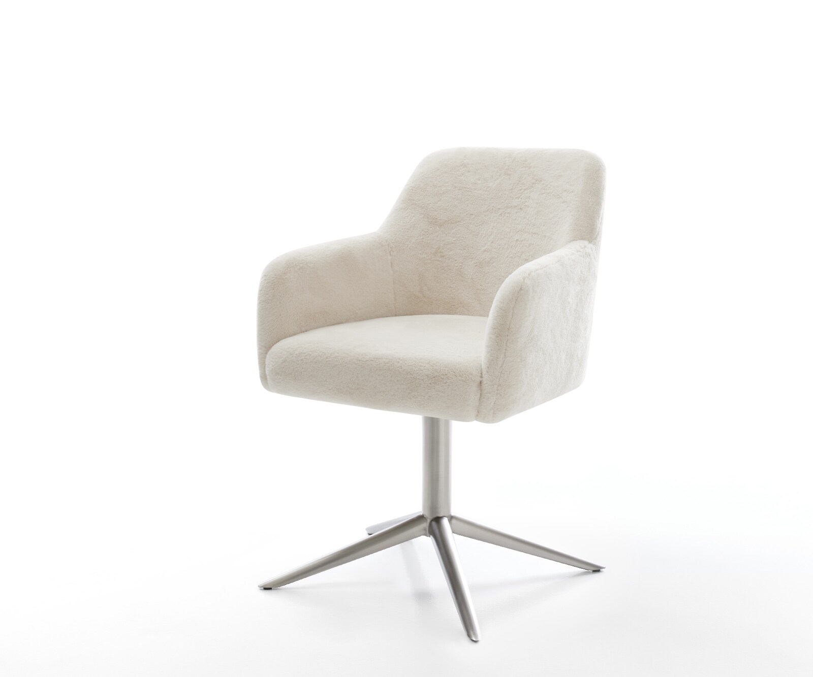 Chaise-pivotante Greg-Flex peluche crème-blanc pied de chaise 4 branches acier inoxydable pivotement sur 360° fonction bascule resorts ensachés 1