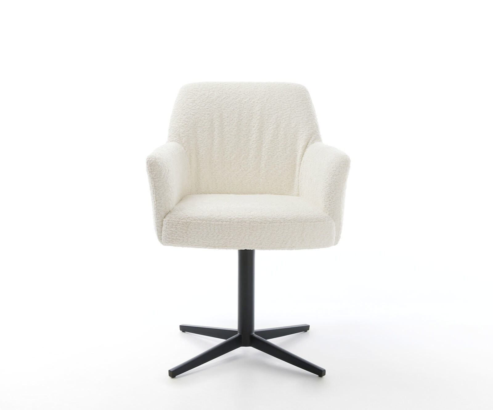 Chaise-pivotante Xana-Flex avec accoudoirs bouclé blanc pied de chaise 4 branches noir pivotement sur 360° ressorts ensachés 1