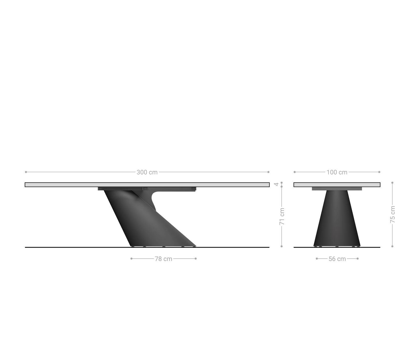 Table à manger Edge 300x100x4 chêne naturee Cono métallique argent Live-Edge 6