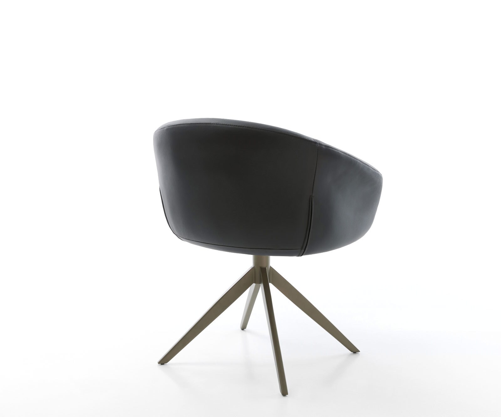 Chaise-pivotante Vinka-Flex cuir de vache noir pied croisé large aspect titane pivotement sur 360° fonction bascule ressorts ensachés 4