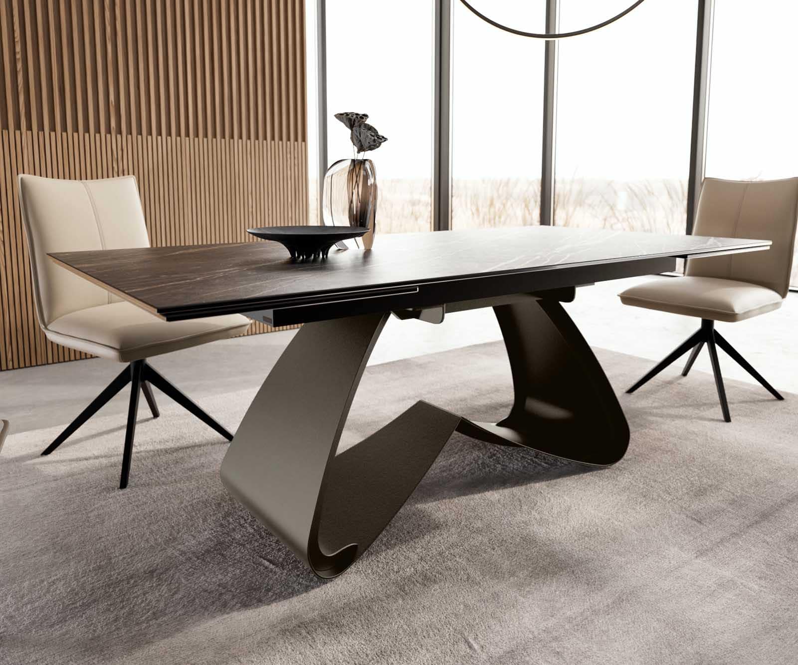 Table à manger Edge 200-300x100 Céramique Laminam®Noir Desir Marron cadre en W Finition Effet Titane Extensible 5 Table à manger Edge 200-300x100 Céramique Laminam®Noir Desir Marron cadre en W Finition Effet Titane Extensible 5