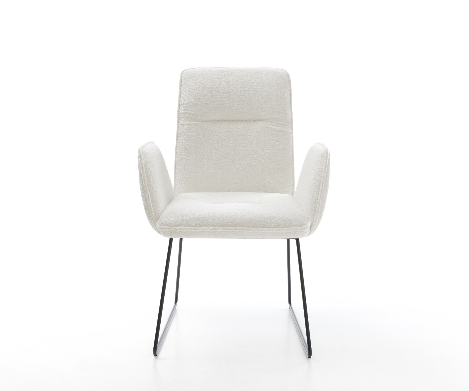 Chaise-de-salle-à-manger Vinja-Flex bouclé doux beige pied trapèze noir 1