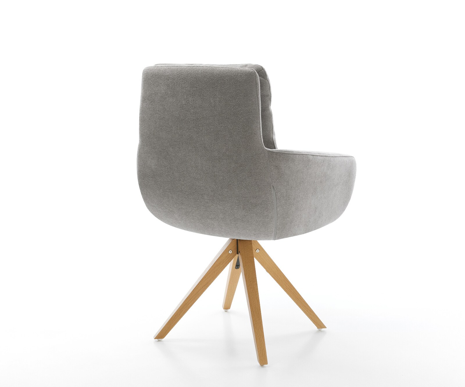 Chaise-pivotante Abelia-Flex avec accoudoirs tissu structuré doux gris pied en bois angulaire naturel pivotement sur 180° 4