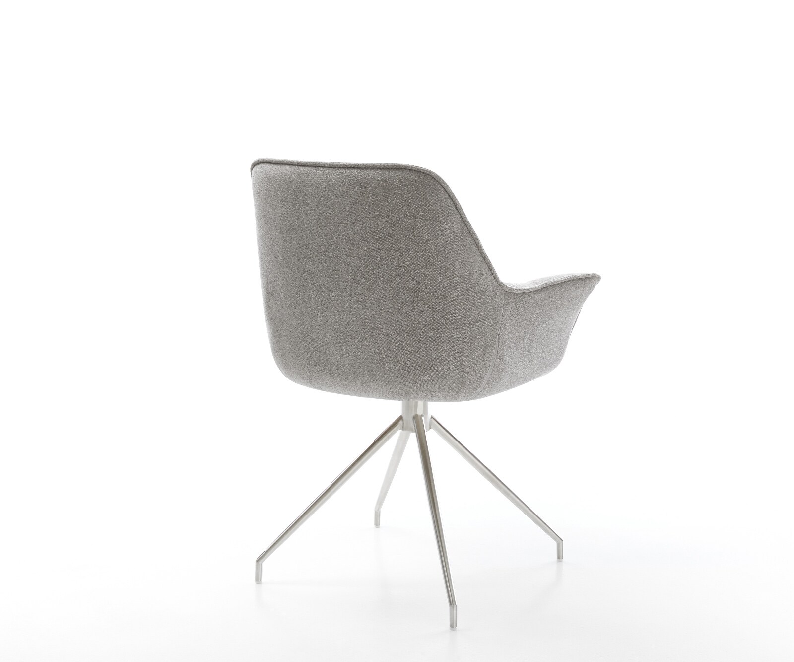 Chaise-de-salle-à-manger Kaira-Flex tissu structuré doux gris pied croisé conique acier inoxydable 5