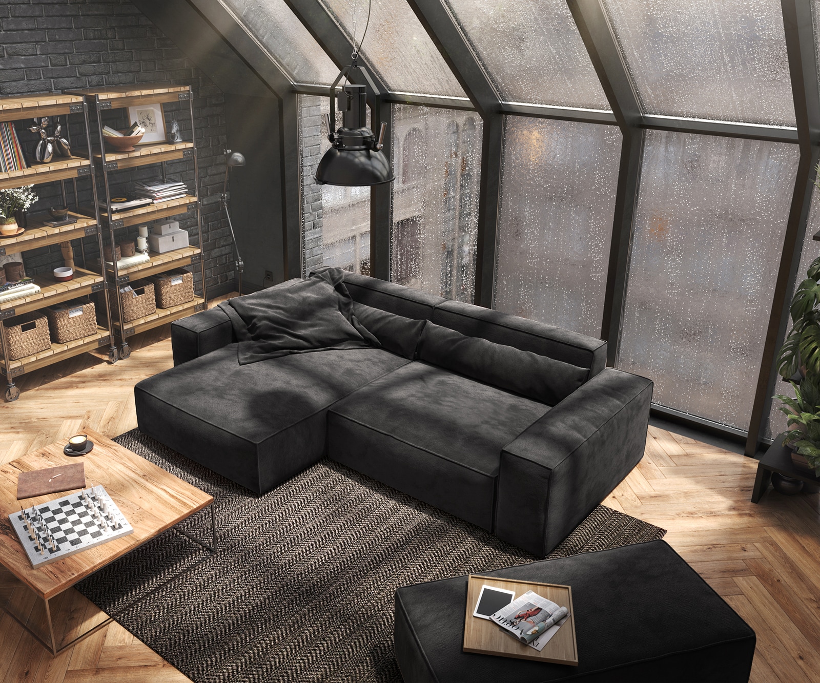 Canapé d'angle Sirpio XL 270x170 cm Microfibre Noir Recamiere variable avec Tabouret 4 Canapé d'angle Sirpio XL 270x170 cm Microfibre Noir Recamiere variable avec Tabouret 4