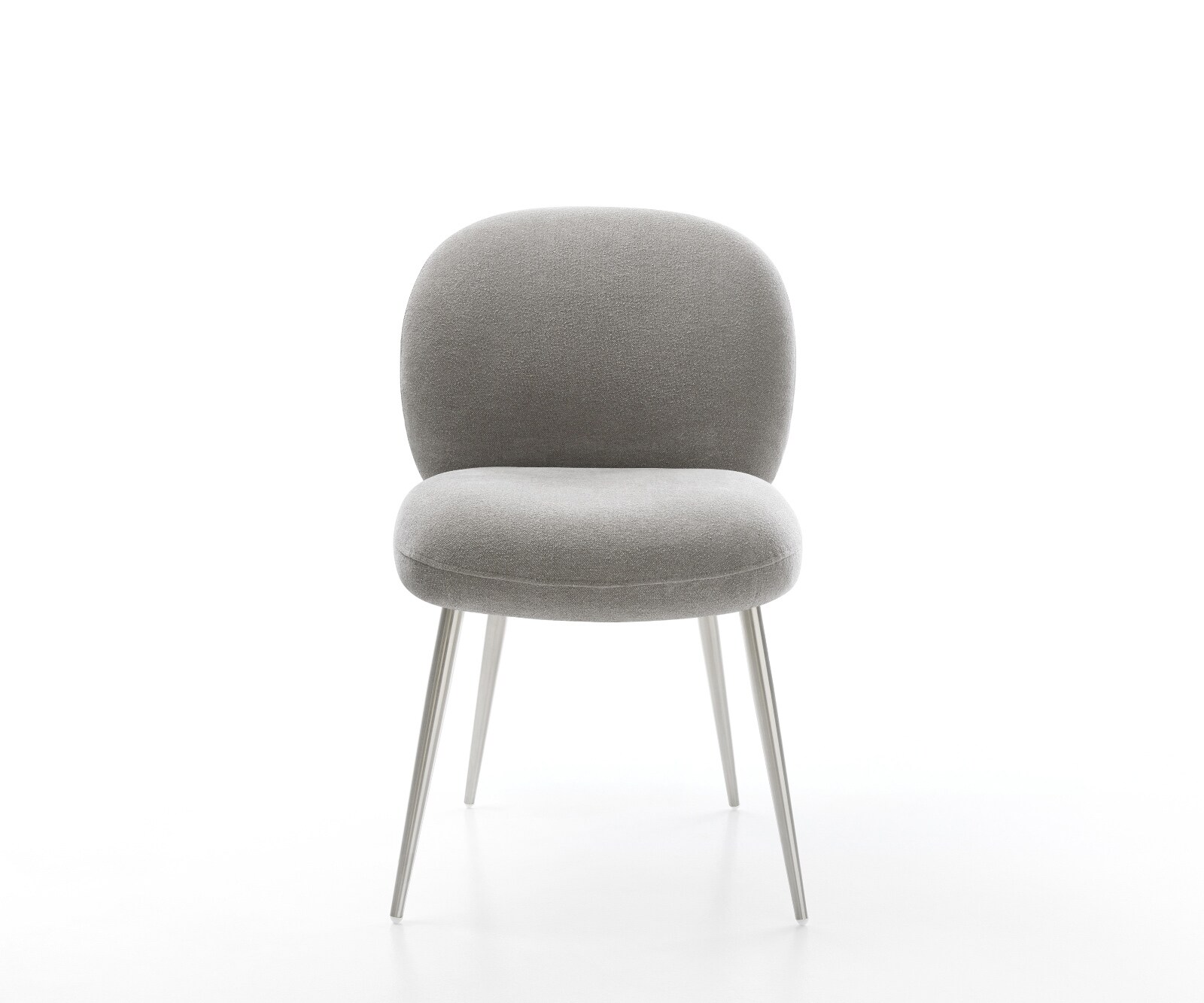 Chaise-de-salle-à-manger Nube-Flex tissu structuré doux gris 4 pieds coniques acier inoxydable resorts ensachés 2