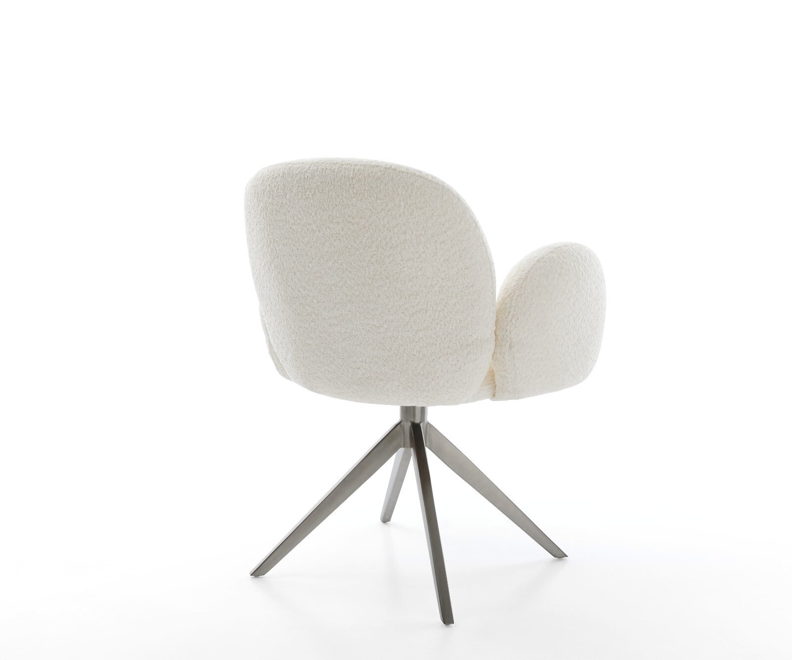 Chaise-pivotante Nube-Flex mit Armlehnen bouclé blanc pied croisé large grafiete pivotement sur 360° fonction bascule ressorts ensachés 4