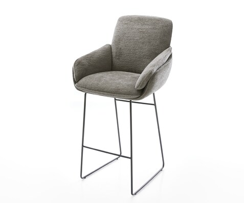 Chaise-de-bar Luan-Flex Bouclé doux Boue Pied trapèze noir Noir