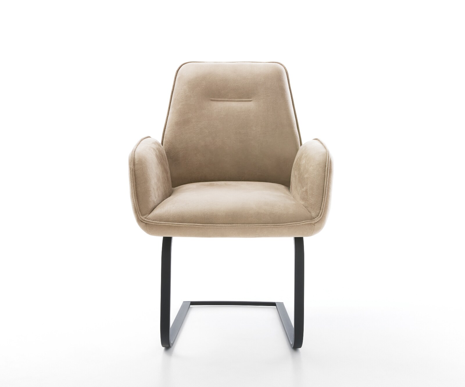 Cantilever Zoa-Flex microvelours beige vintage pied cantilever plat noir ressorts ensachés 1