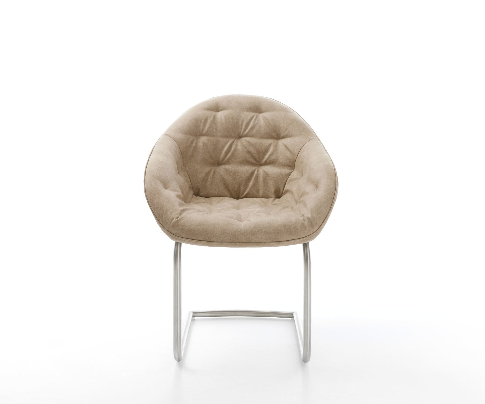 Cantilever Gaio-Flex microvelours beige vintage pied cantilever rond acier inoxydable brossé 1 Cantilever Gaio-Flex microvelours beige vintage pied cantilever rond acier inoxydable brossé 1