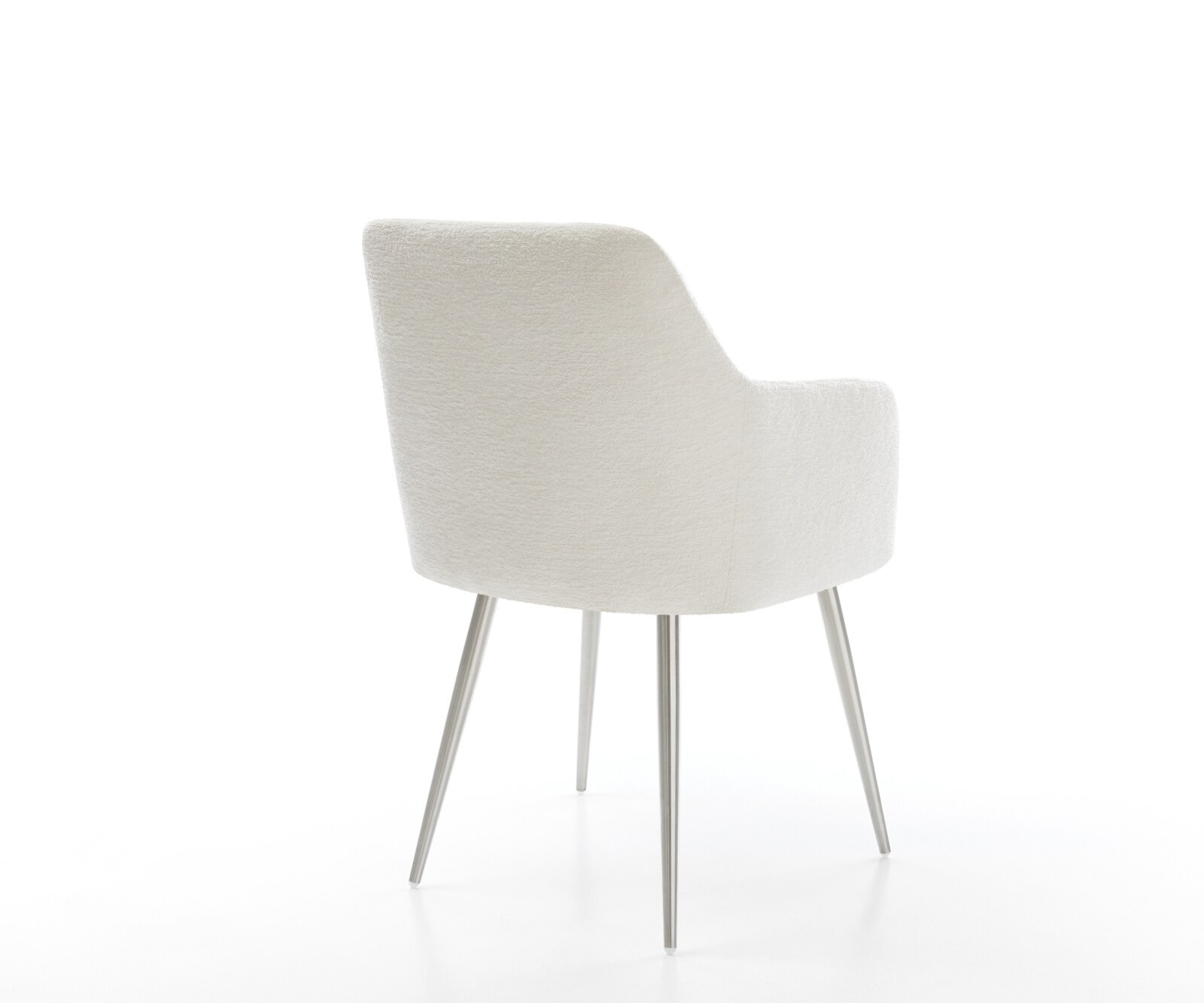 Chaise-de-salle-à-manger Greg-Flex bouclé doux beige 4 pieds coniques acier inoxydable resorts ensachés 5