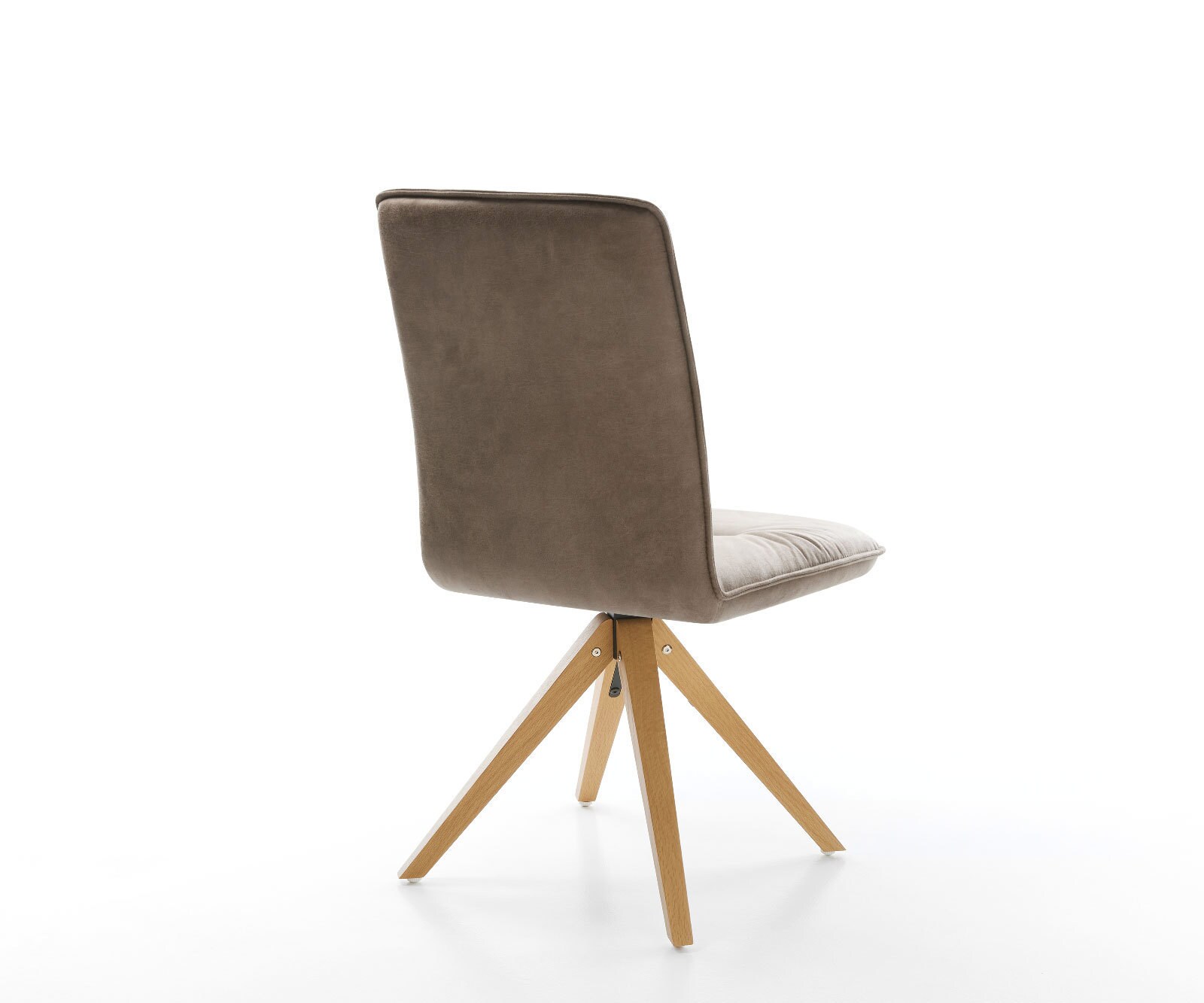 Chaise-de-salle-à-manger Vinjo-Flex microvelours taupe vintage pied en bois angulaire naturel 4 Chaise-de-salle-à-manger Vinjo-Flex microvelours taupe vintage pied en bois angulaire naturel 4