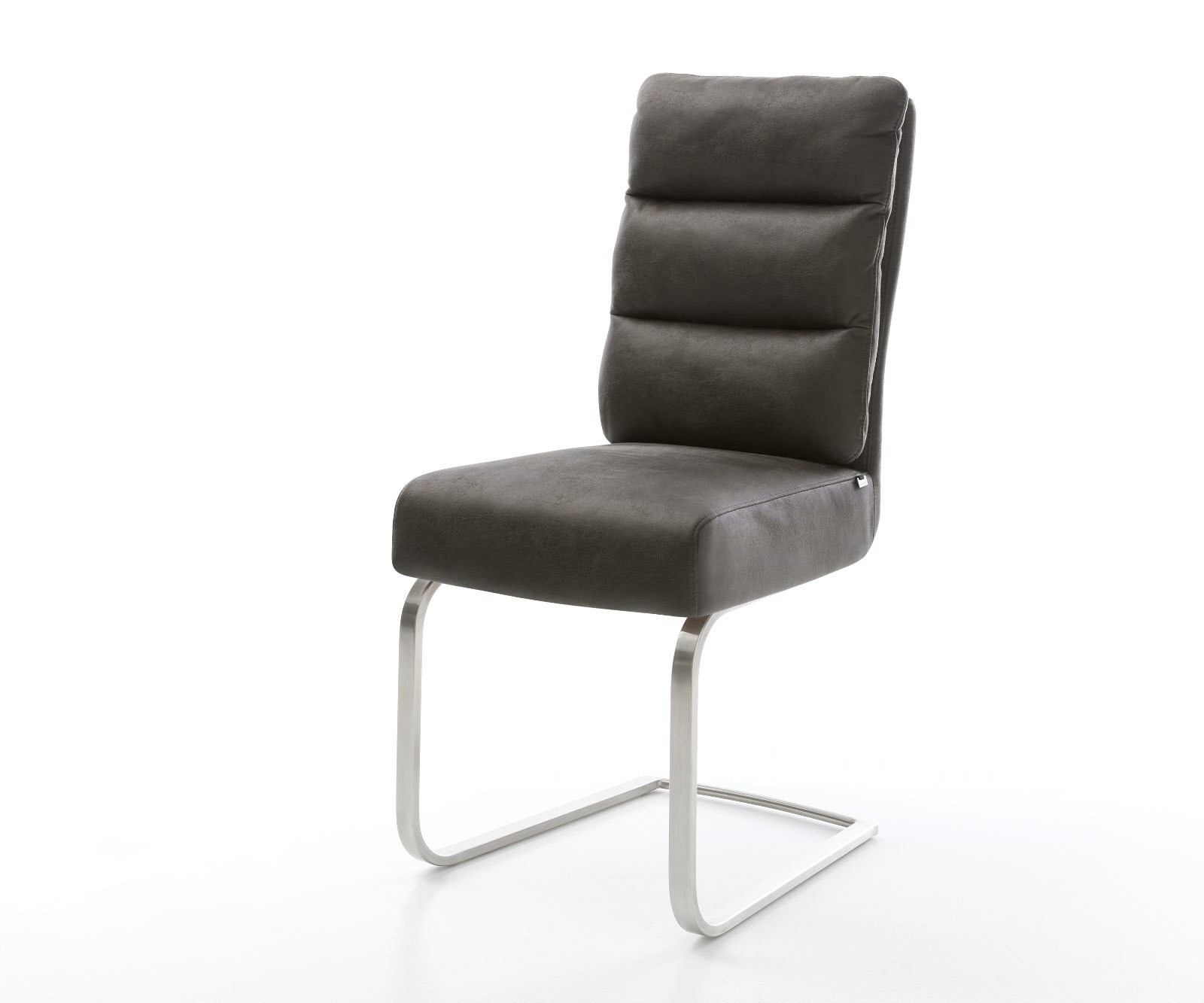 Cantilever Pela-Flex microvelours anthracite vintage pied cantilever plat acier inoxydable brossé ressorts ensachés