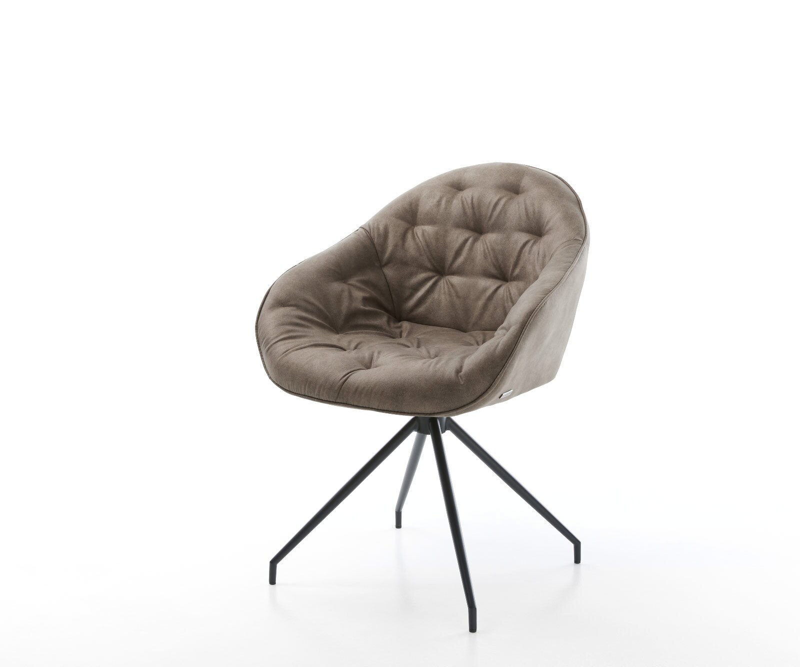Chaise-de-salle-à-manger Gaio-Flex microvelours taupe vintage pied croisé conique noir