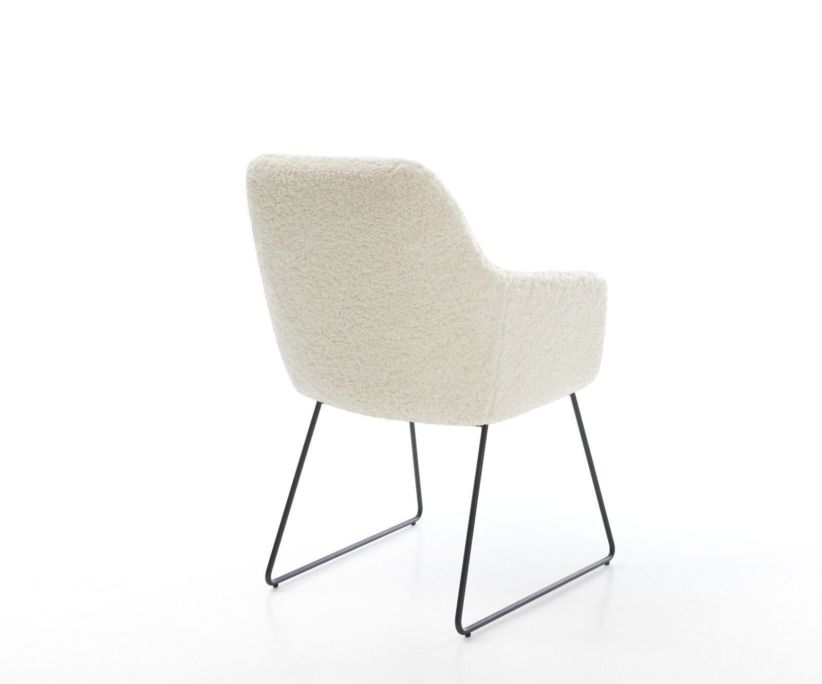 Chaise-de-salle-à-manger Pejo-Flex tissu teddy beige pied trapèze noir resorts ensachés 5