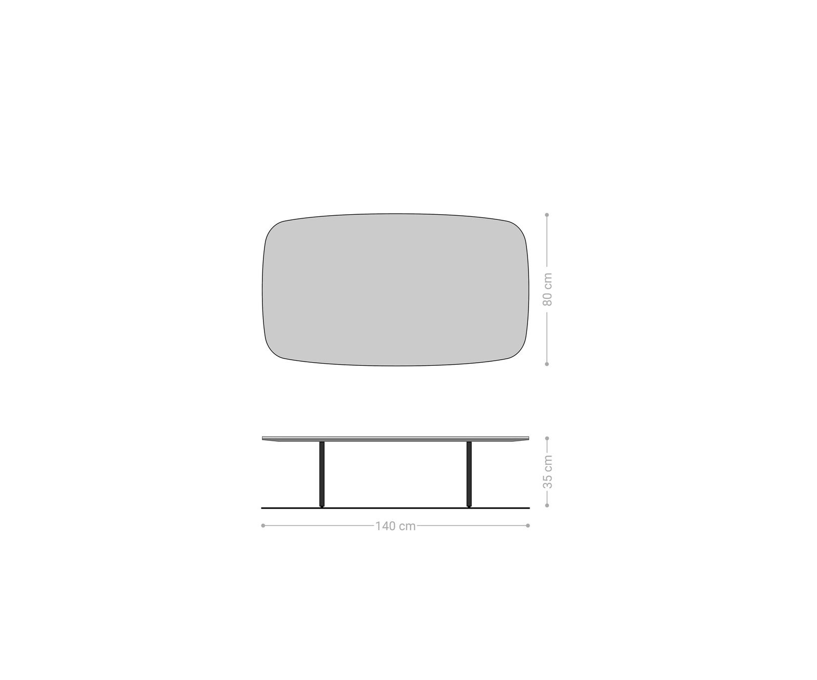 Table basse Edge forme bateau 140x80 cm céramique béton gris Salto métal noir 5