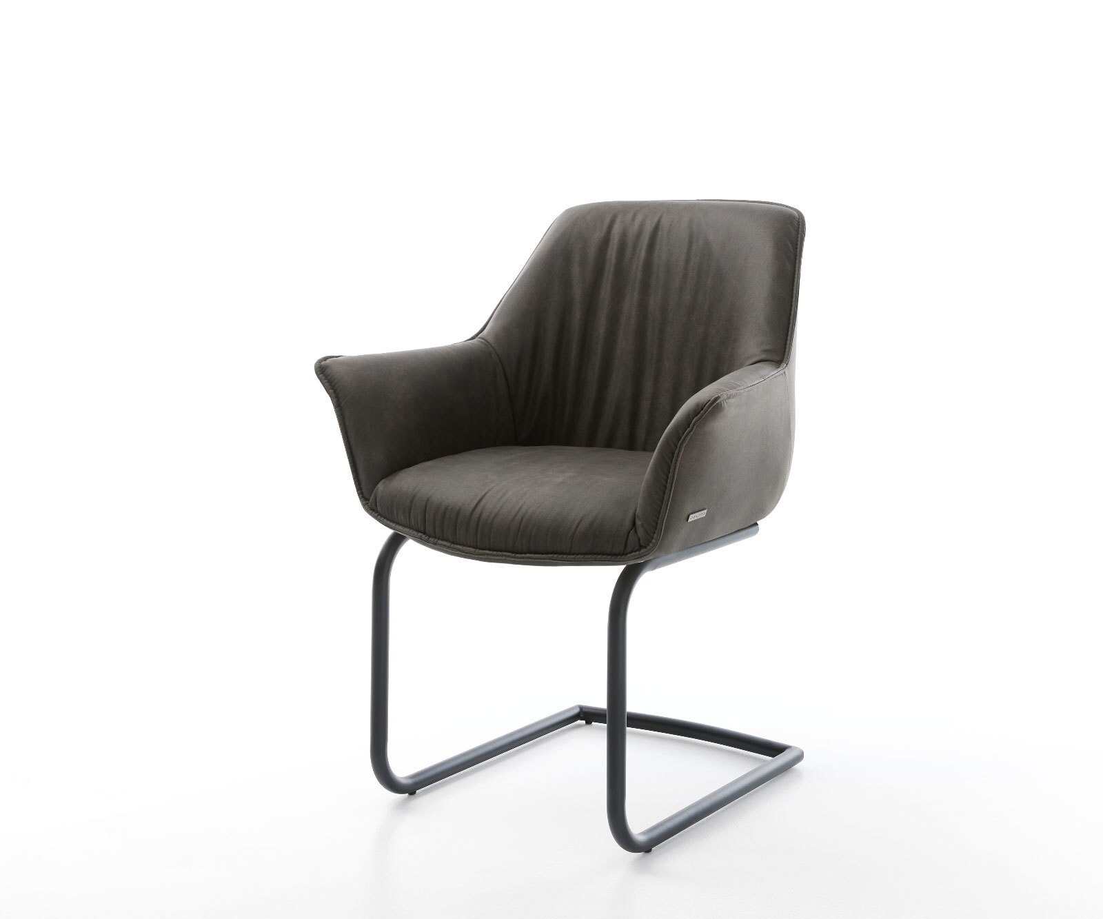 Cantilever Keila-Flex avec accoudoirs microvelours anthracite vintage pied cantilever rond noir