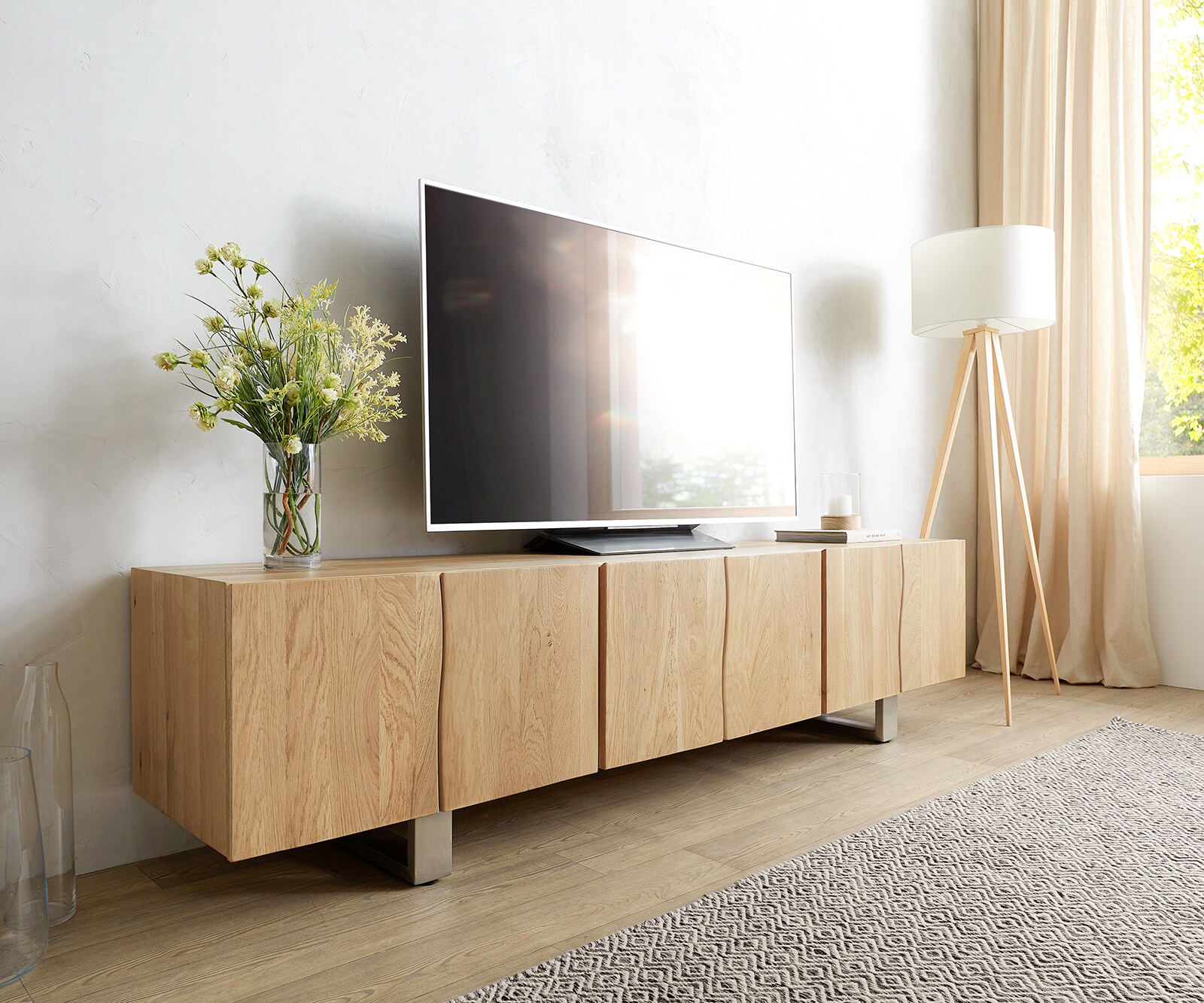 Table-TV Live-Edge Meuble-TV 220 cm 6 portes en bordure d'arbre 3