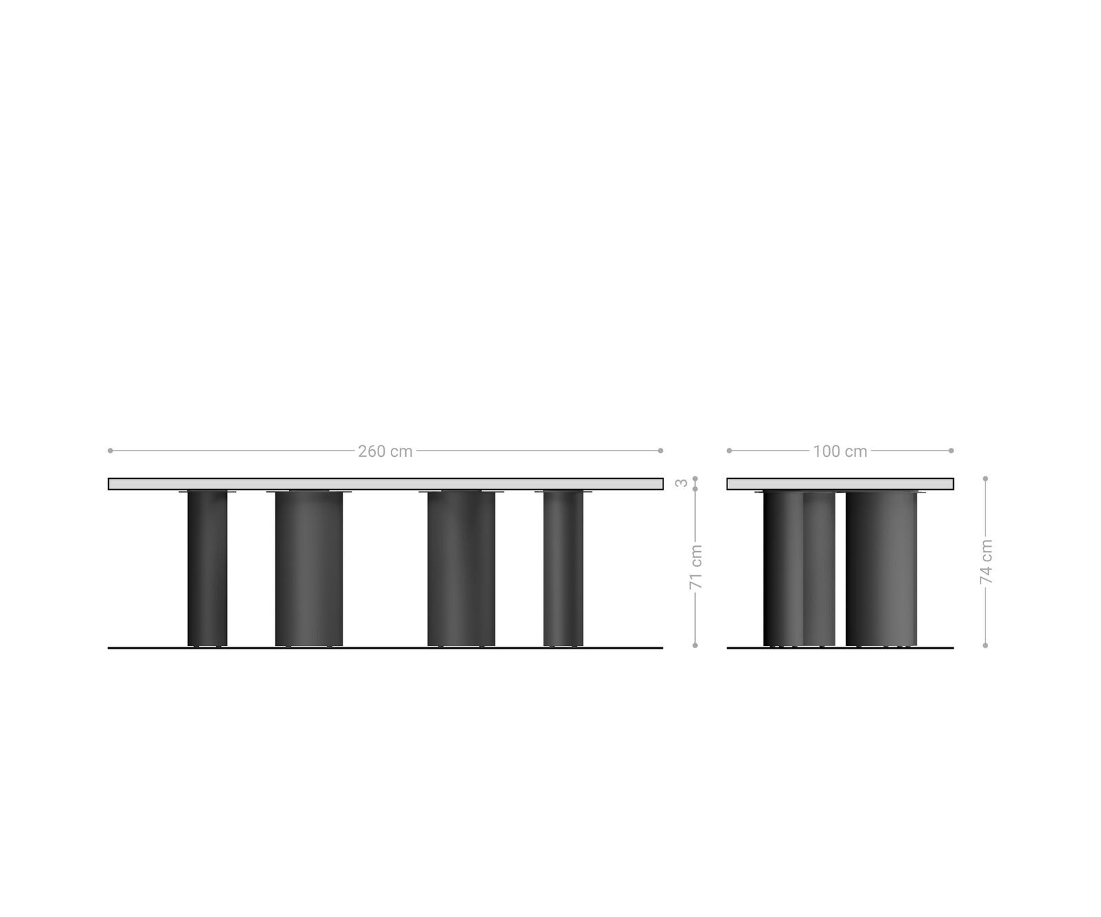 Table à manger Edge 260x100 Acacia Nature Pilier Acier inoxydable brossé Live-Edge 6