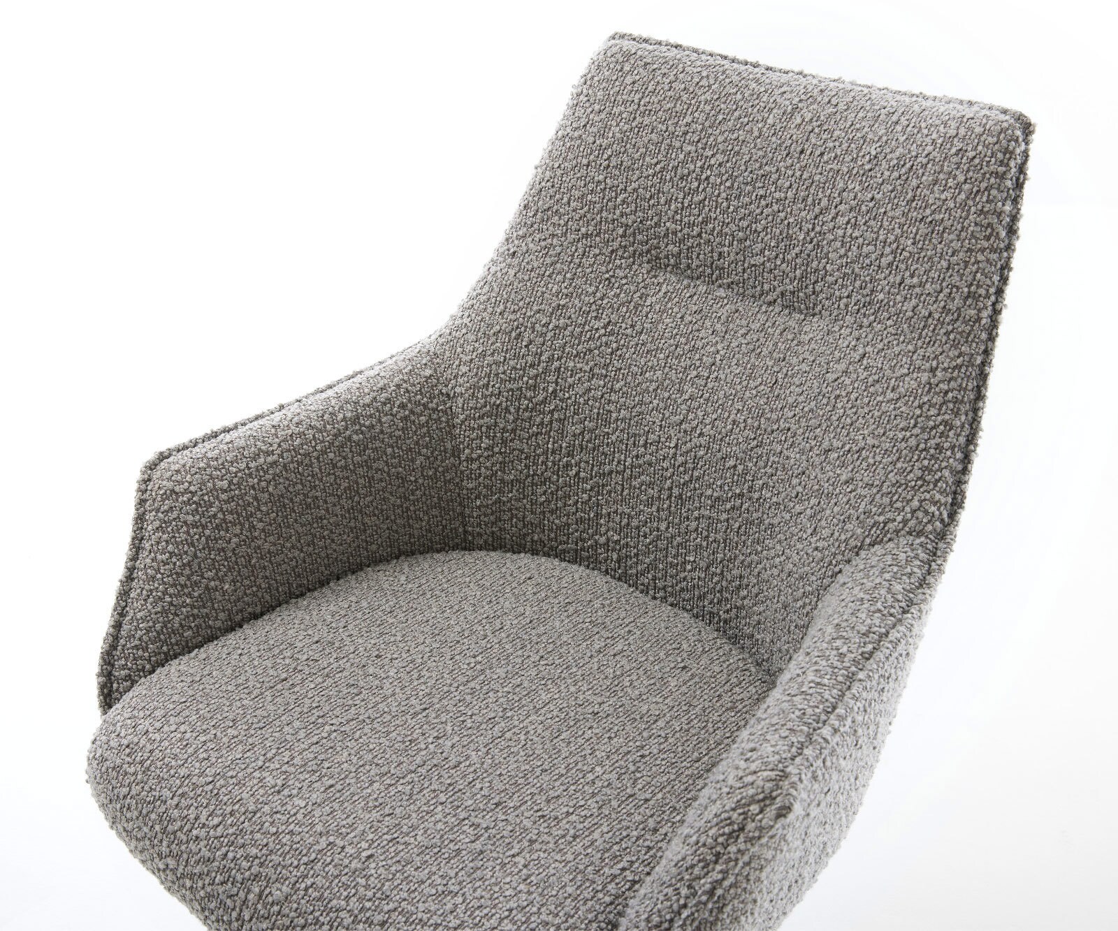 Chaise-pivotante Alja-Flex avec accoudoirs bouclé gris argenté pied croisé conique acier inoxydable brossé pivotement sur 180° ressorts ensachés 4