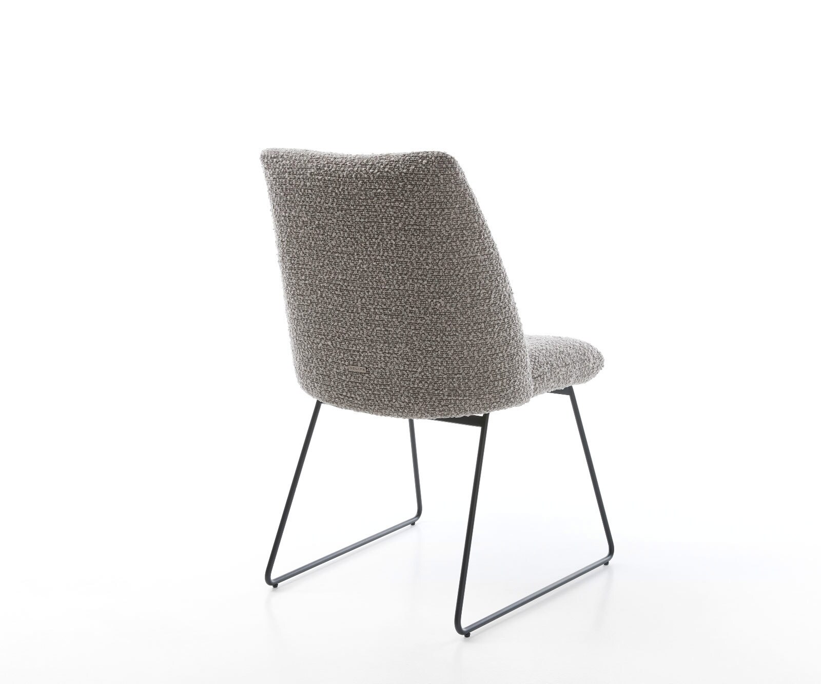 Chaise-de-salle-à-manger Elso-Flex bouclé gris argenté pied trapèze noir ressorts ensachés 5