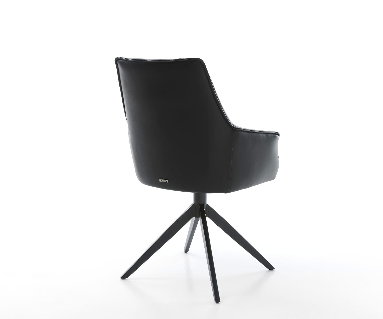 Chaise-pivotante Alja-Flex cuir de vache noir pied croisé large noir pivotement sur 360° fonction bascule ressorts ensachés 4