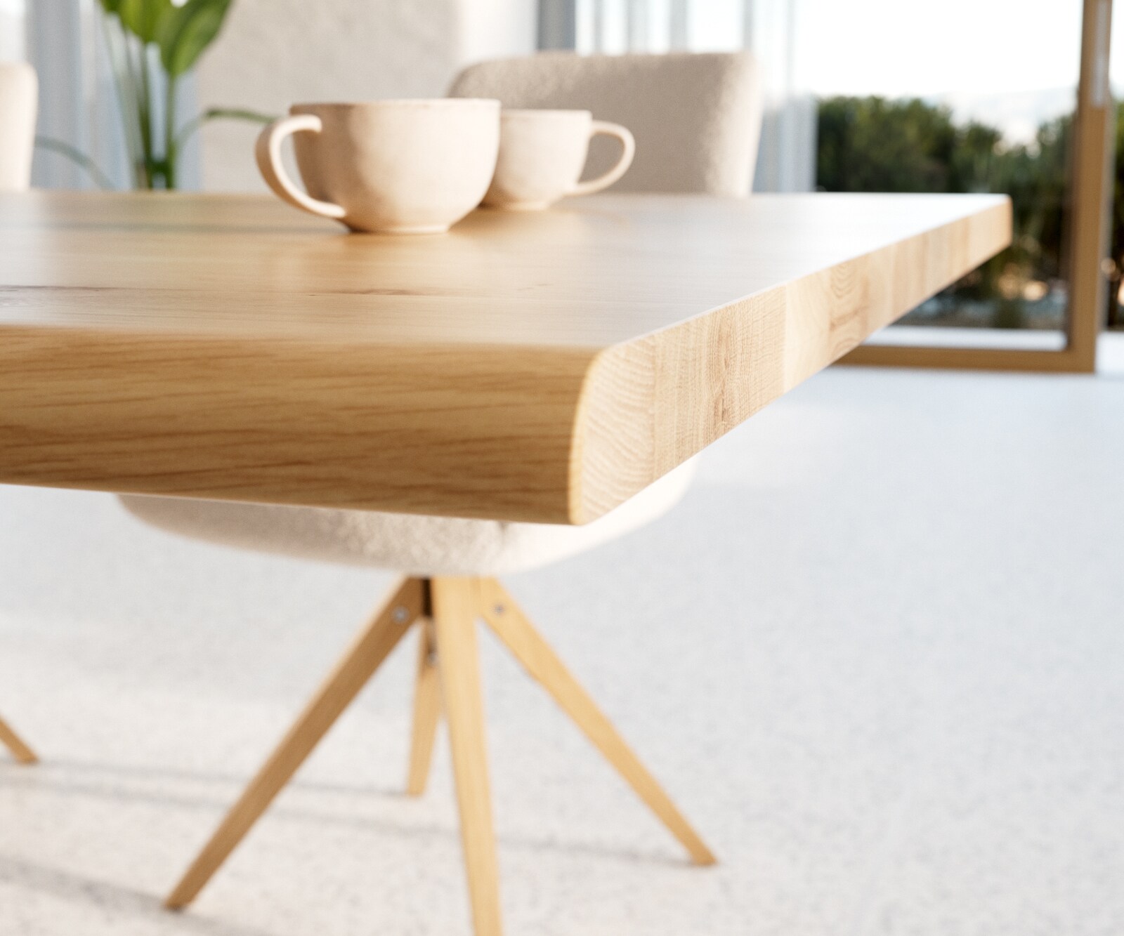 Table à manger Edge 200x100x2,5-3 chêne nature acier inoxydable inclinée Live-Edge 4