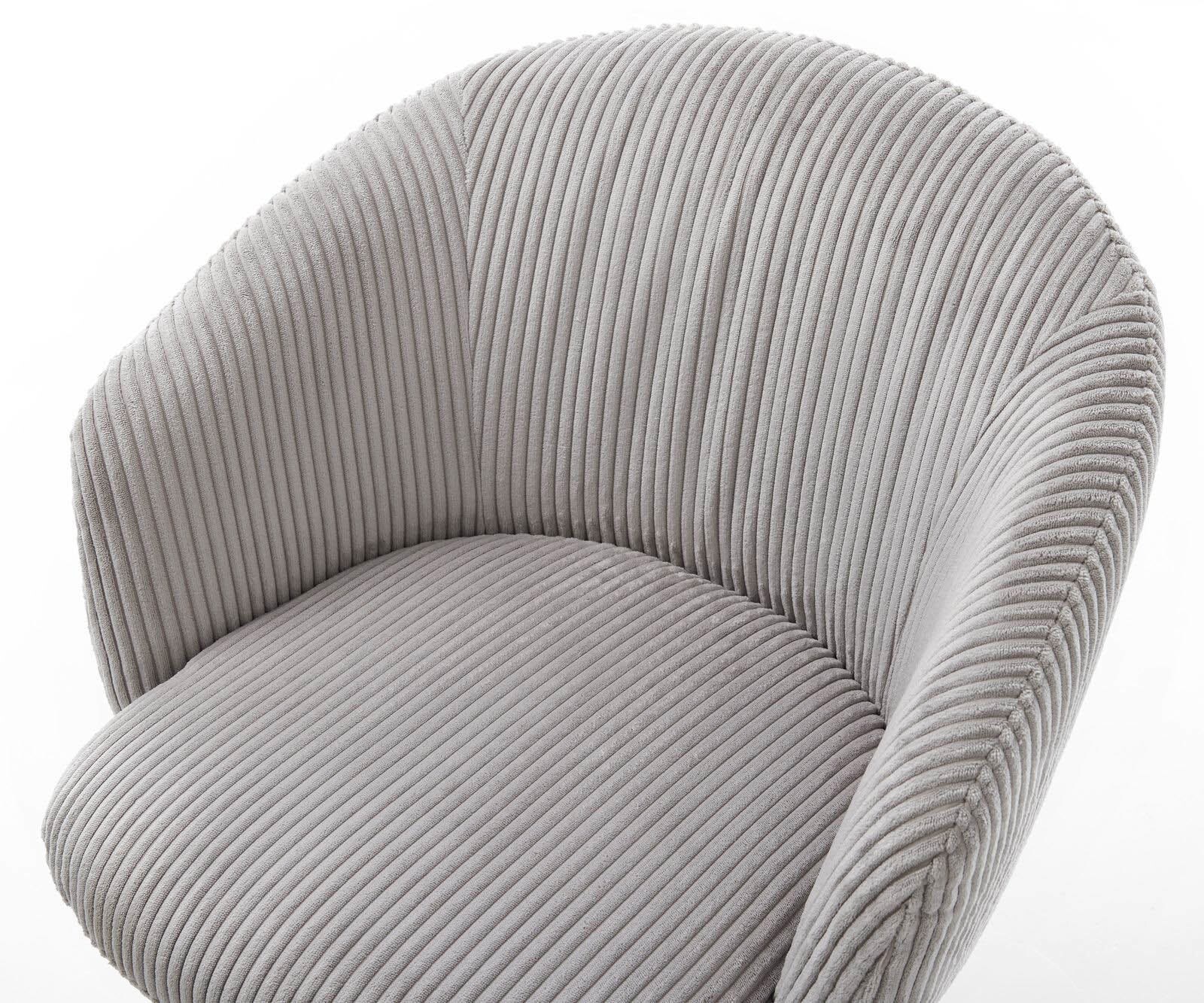 Chaise-pivotante Caja-Flex avec accoudoirs côtelé gris argenté pied croisé large aspect titane pivotement sur 360° ressorts ensachés 3 Chaise-pivotante Caja-Flex avec accoudoirs côtelé gris argenté pied croisé large aspect titane pivotement sur 360° ressorts ensachés 3