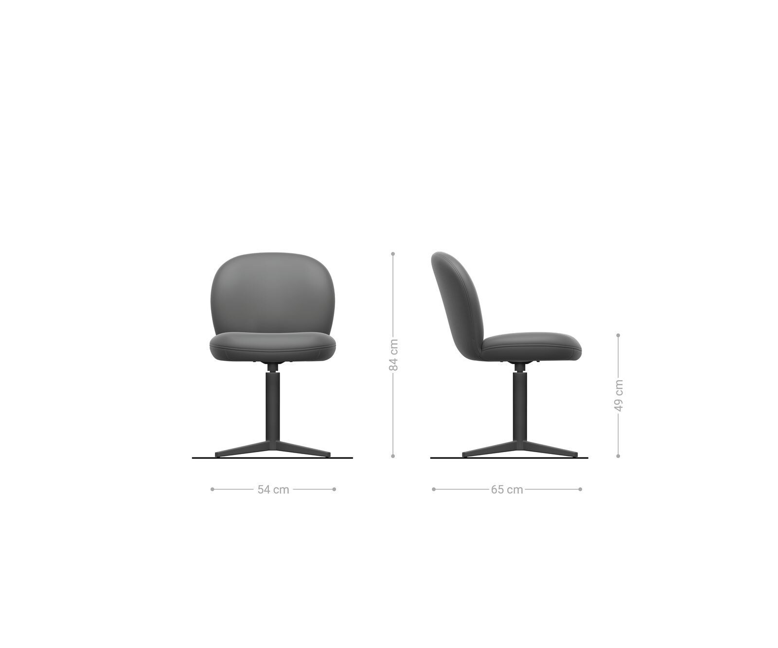 Chaise-pivotante Nube-Flex cuir de vache noir pied de chaise 4 branches aspect titane pivotement sur 360° ressorts ensachés 6