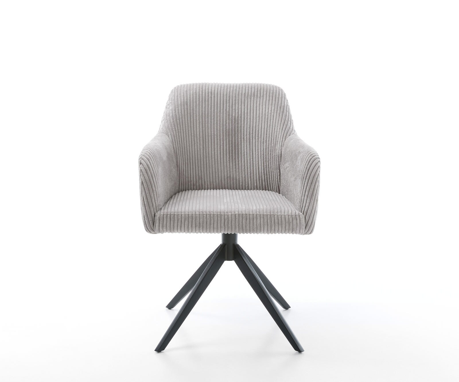 Chaise-de-salle-à-manger Greg-Flex côtelé gris argenté pied croisé large noir ressorts ensachés 1 Chaise-de-salle-à-manger Greg-Flex côtelé gris argenté pied croisé large noir ressorts ensachés 1