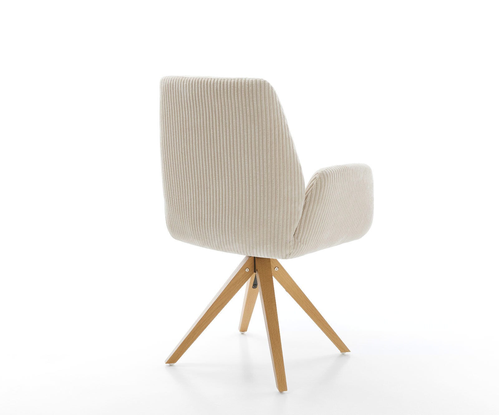 Chaise-de-salle-à-manger Zoa-Flex côtelé beige vintage pied en bois angulaire naturel ressorts ensachés 4