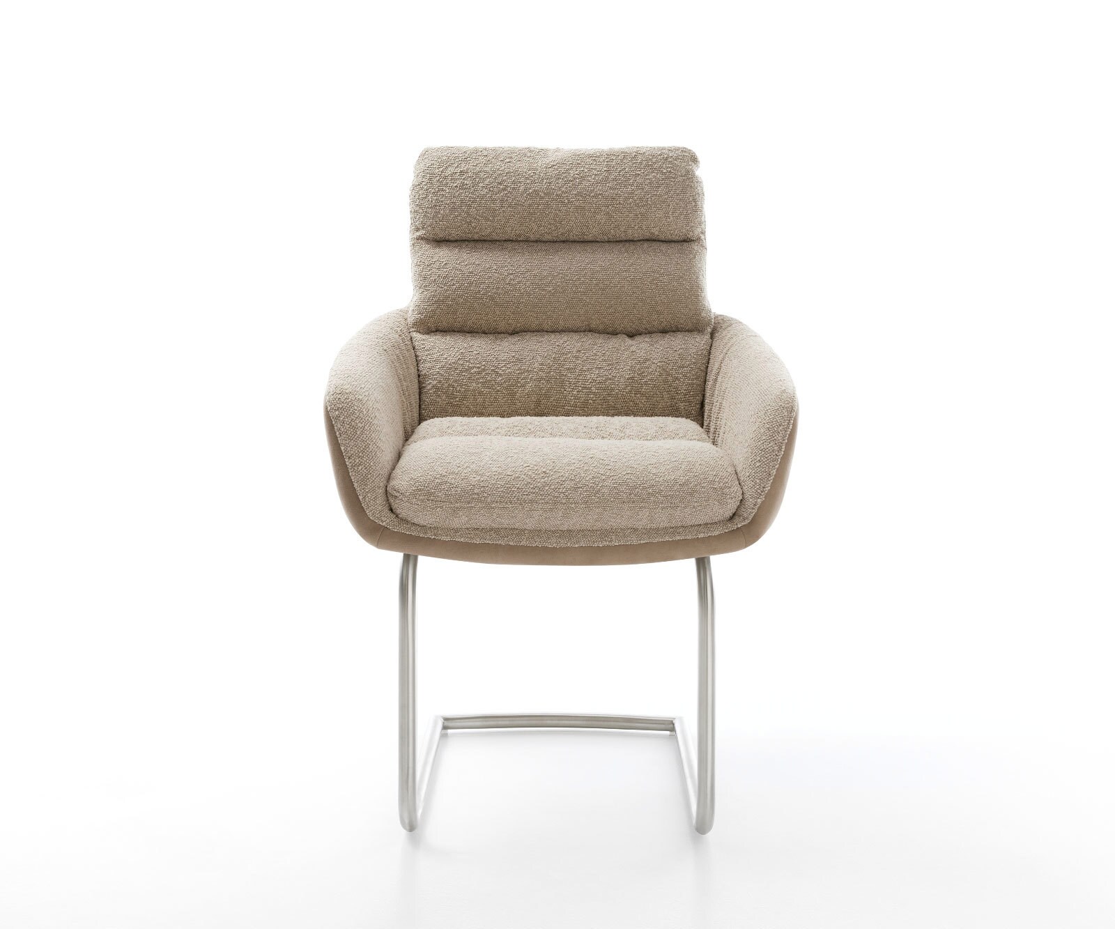 Cantilever Abelia-Flex avec accoudoirs tissu mixte couleur boue pied cantilever rond acier inoxydable brossé 1 Cantilever Abelia-Flex avec accoudoirs tissu mixte couleur boue pied cantilever rond acier inoxydable brossé 1